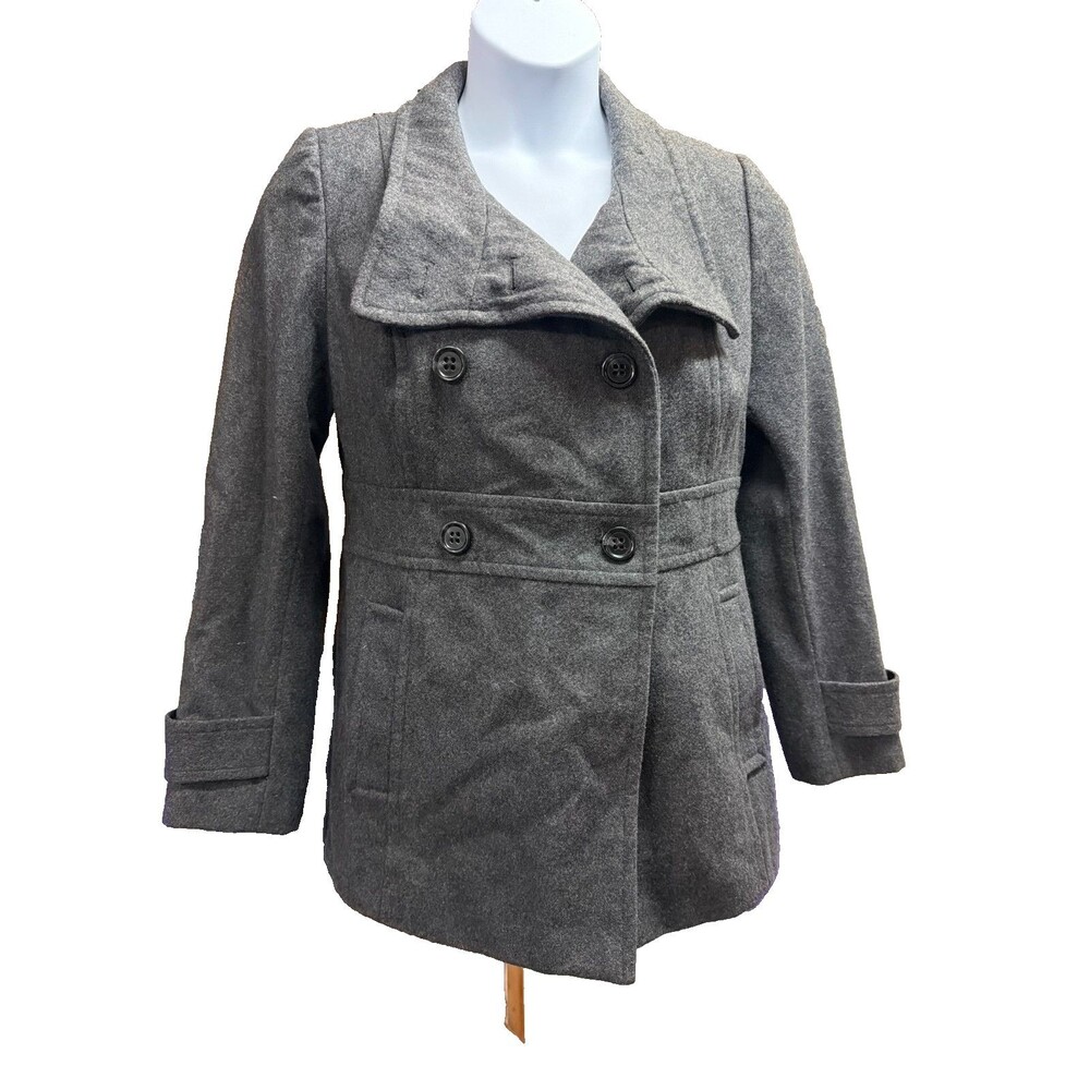 George Women's Gray Wool Blend Pea Coat Size M‎ 8/10 Double Breasted